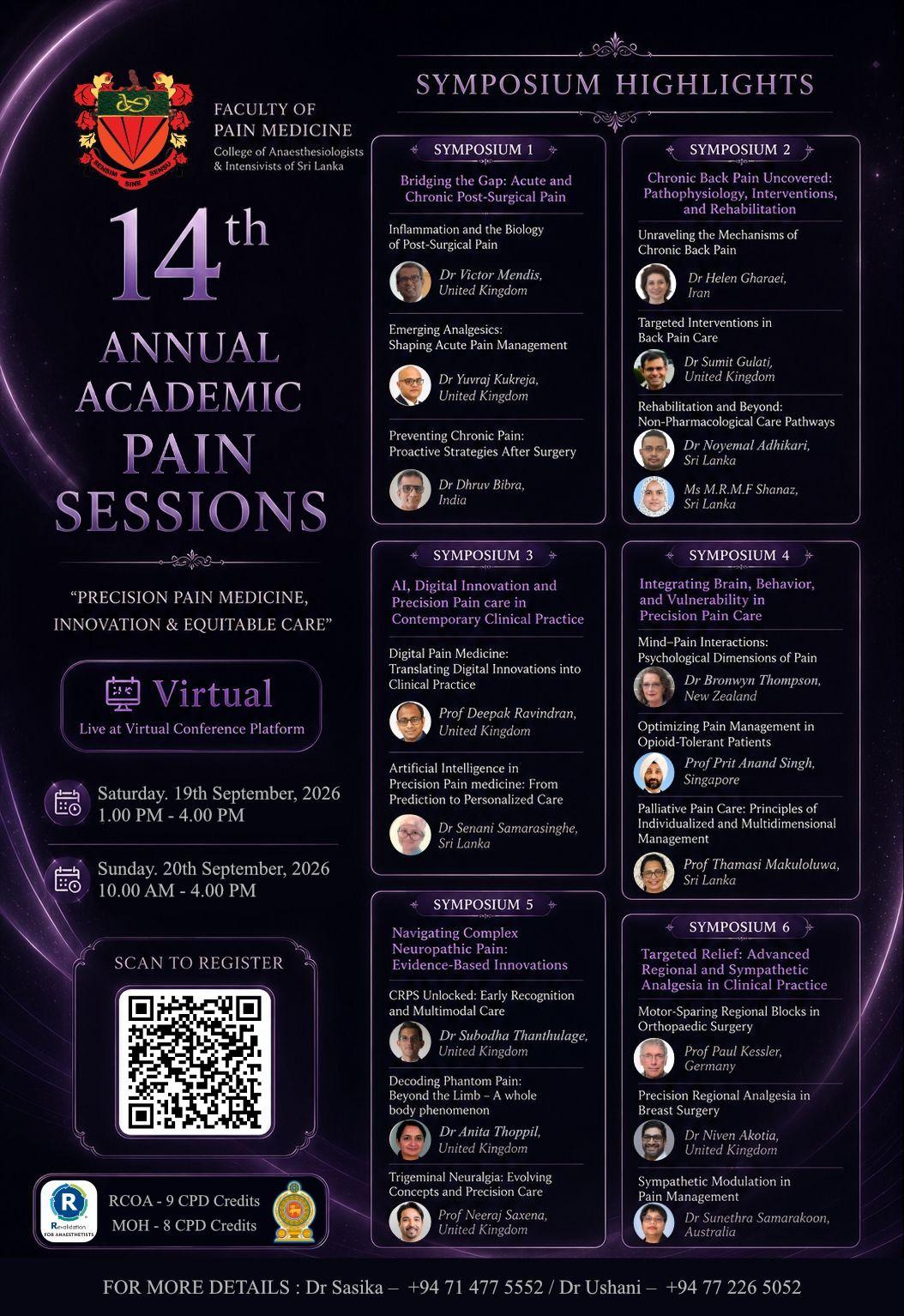 Register for Annual academic sessions Faculty of Pain Medicine