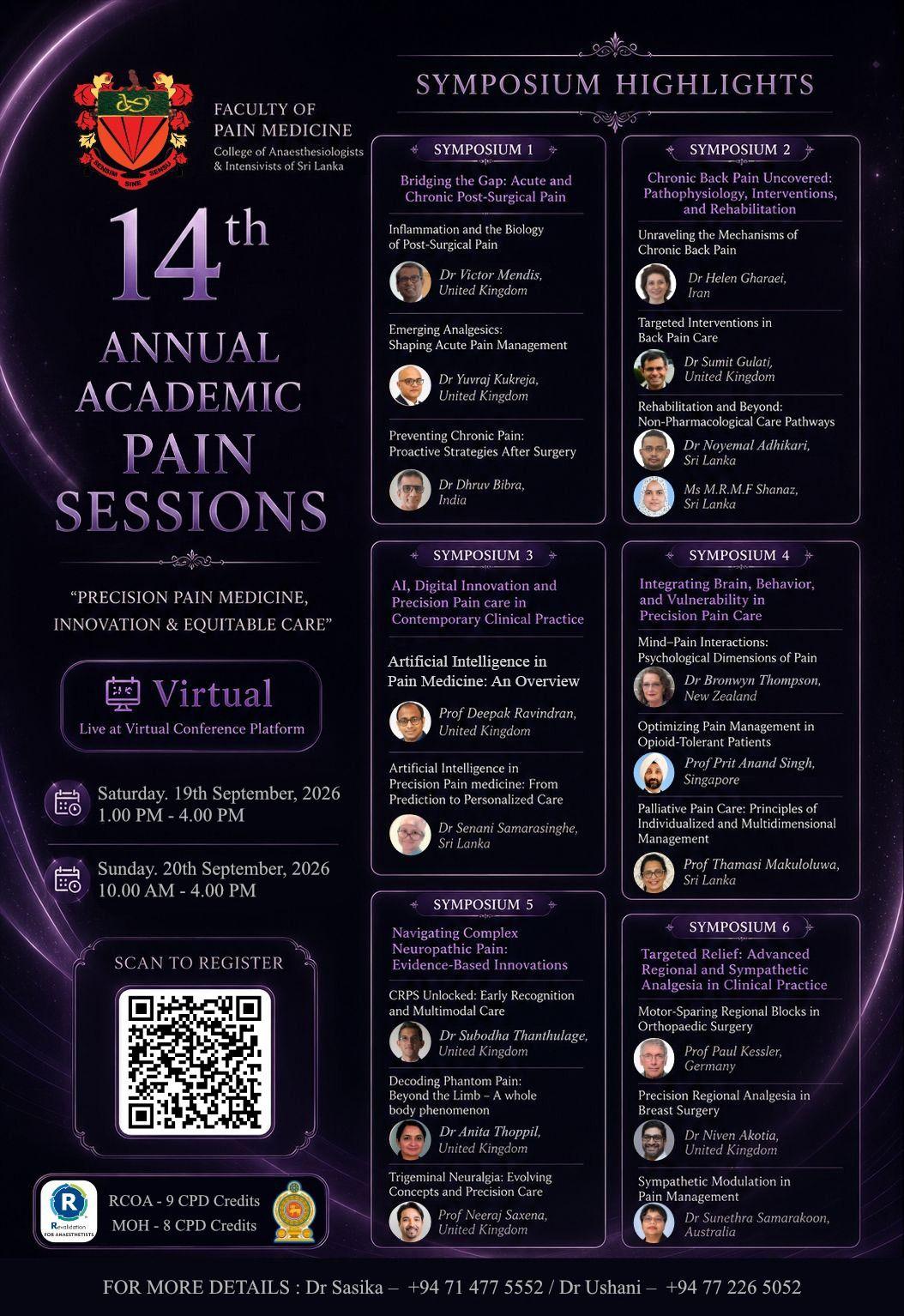 Register for Annual academic sessions Faculty of Pain Medicine